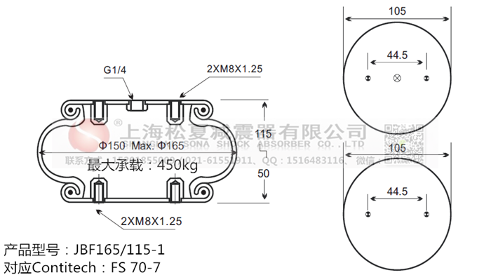 JBF165/115-1橡膠<a href='http://www.fsitacademy.com/' target='_blank'><u>空氣彈簧</u></a>