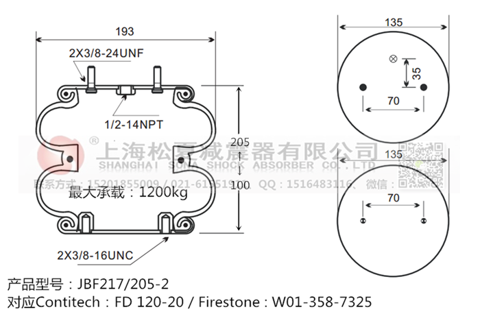 JBF217/205-2橡膠<a href='http://www.fsitacademy.com/' target='_blank'><u>空氣彈簧</u></a>