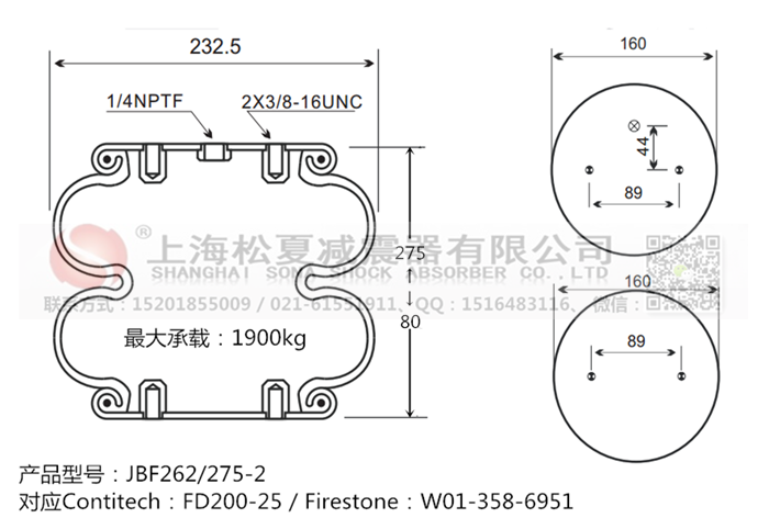 JBF262/275-2橡膠<a href='http://www.fsitacademy.com/' target='_blank'><u>空氣彈簧</u></a>