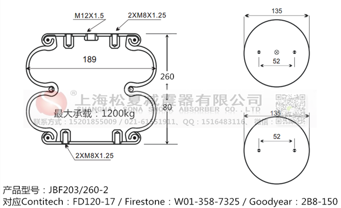 JBF203/260-2橡膠<a href='http://www.fsitacademy.com/' target='_blank'><u>空氣彈簧</u></a>