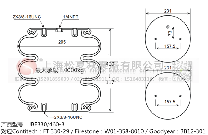 JBF330/460-3橡膠<a href='http://www.fsitacademy.com/' target='_blank'><u>空氣彈簧</u></a>